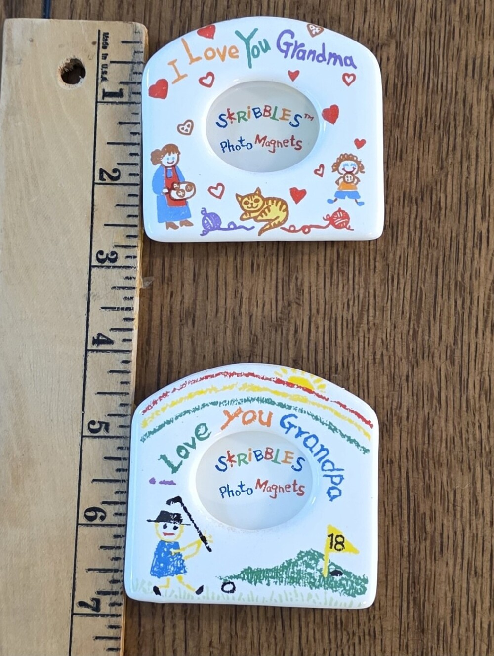 Skribbles 'I Love You Grandma/Grandpa' White Photo Magnets - Set of 2